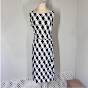 Norma Kamali Black and White Diamond Midi Dress
